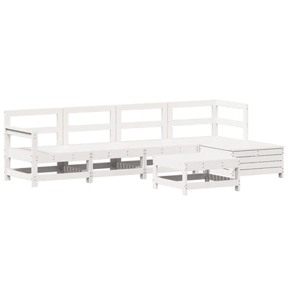 6-delige Loungeset massief grenenhout wit