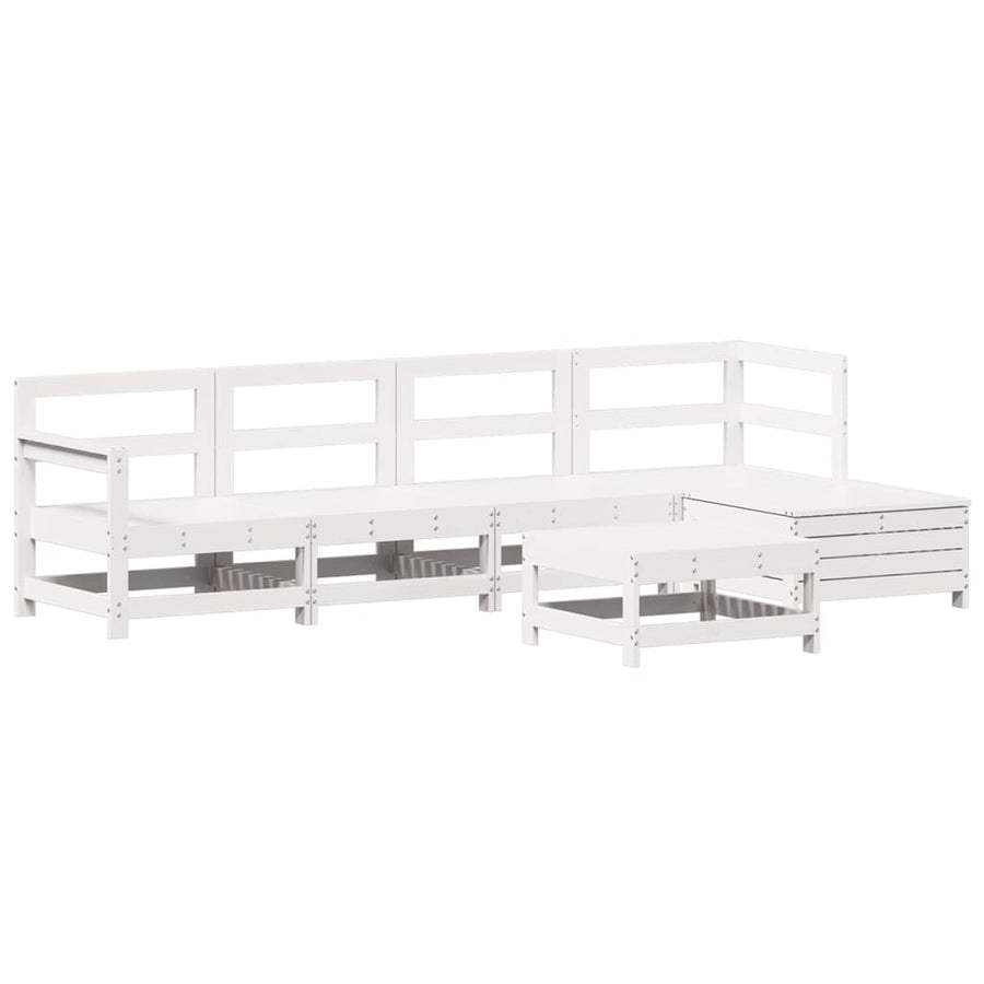 6-delige Loungeset massief grenenhout wit