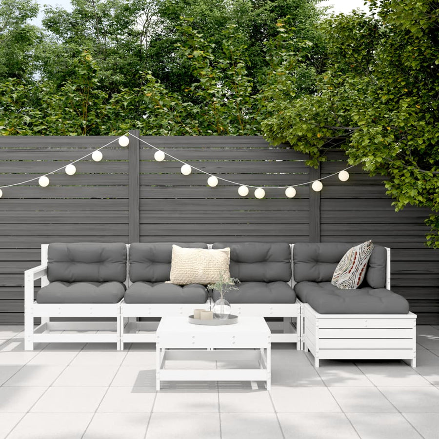 6-delige Loungeset massief grenenhout wit