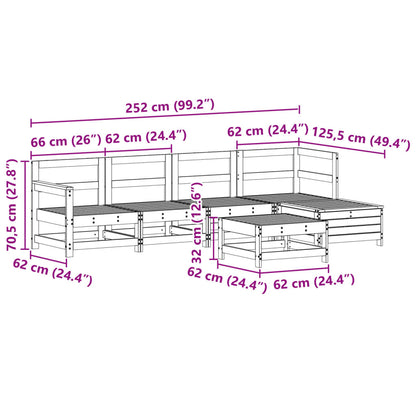 6-delige Loungeset massief grenenhout wit