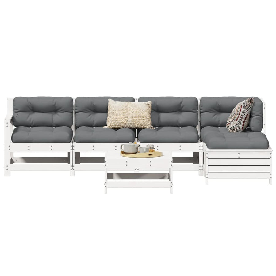 6-delige Loungeset massief grenenhout wit