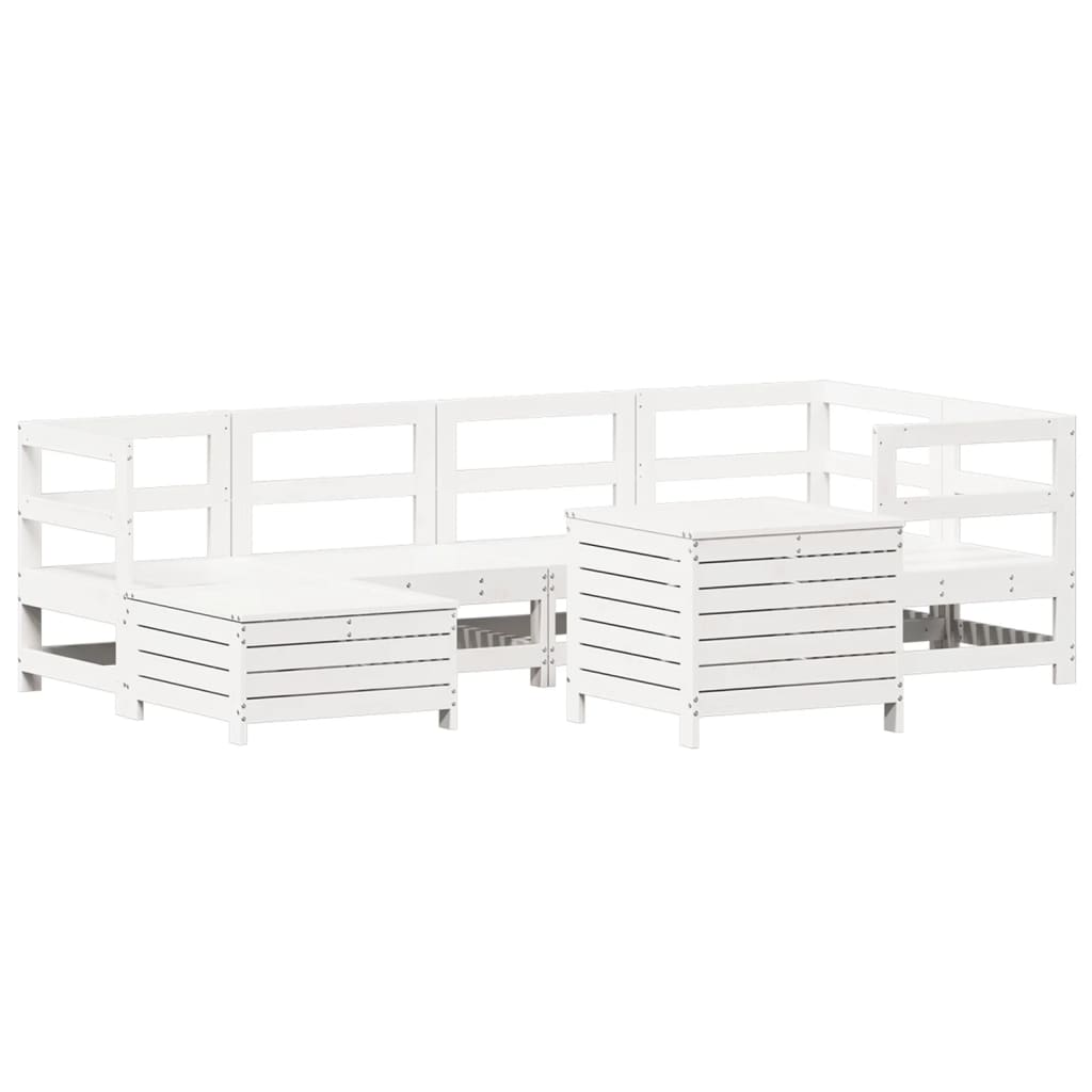7-delige Loungeset massief grenenhout wit