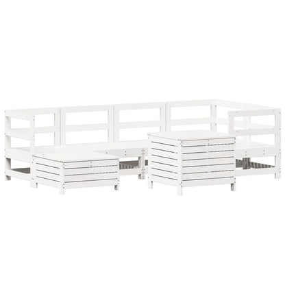 7-delige Loungeset massief grenenhout wit
