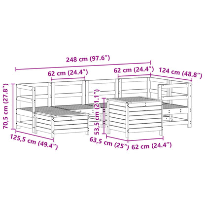 7-delige Loungeset massief grenenhout wit
