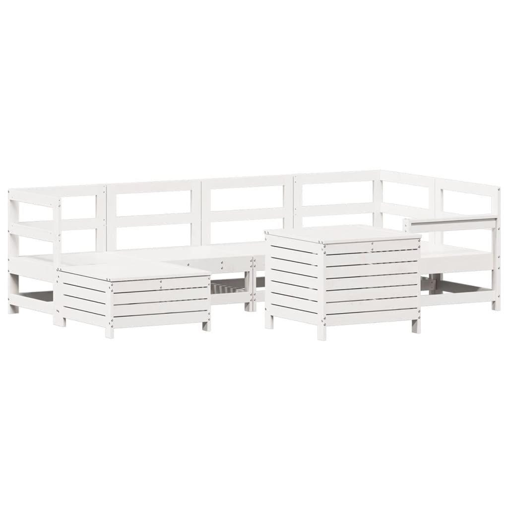 7-delige Loungeset massief grenenhout wit