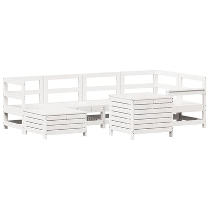 7-delige Loungeset massief grenenhout wit