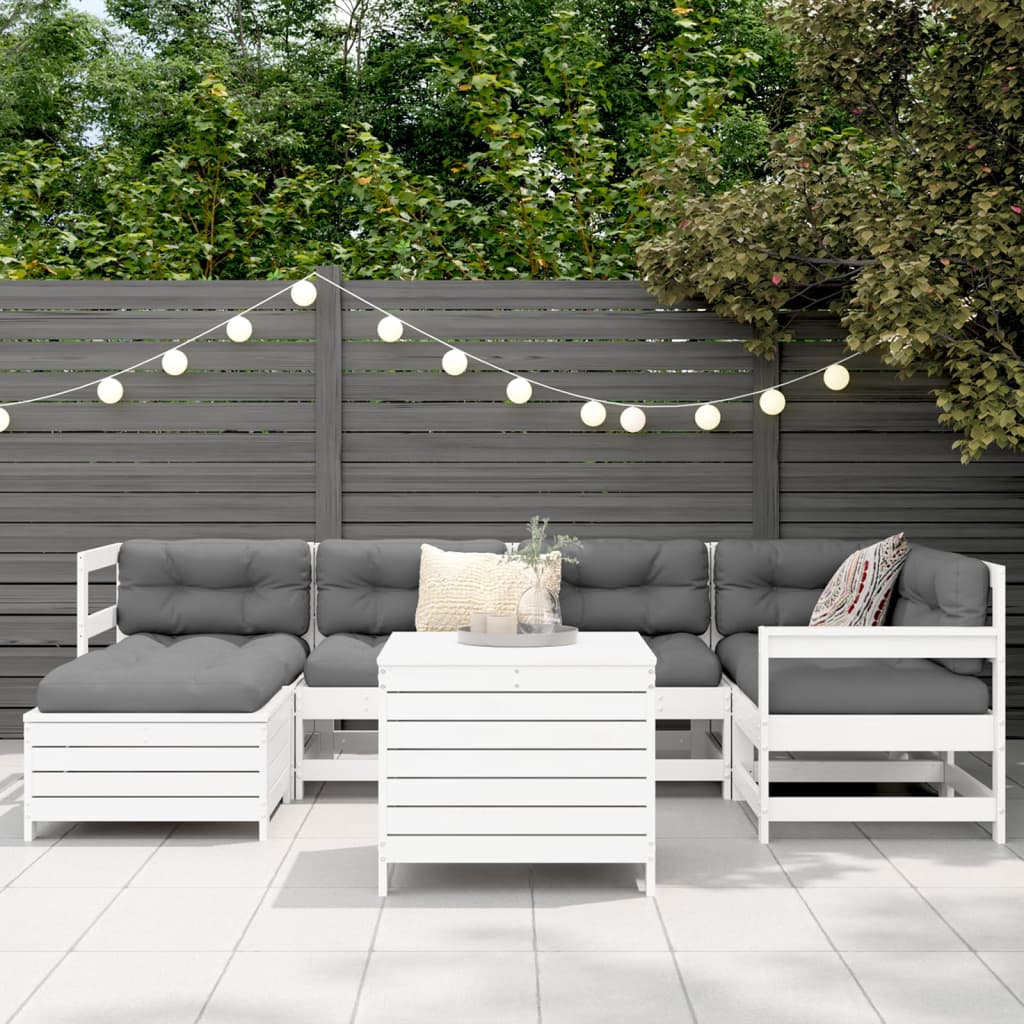 7-delige Loungeset massief grenenhout wit