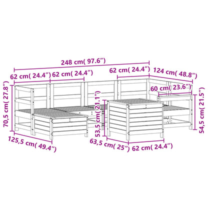 7-delige Loungeset massief grenenhout wit
