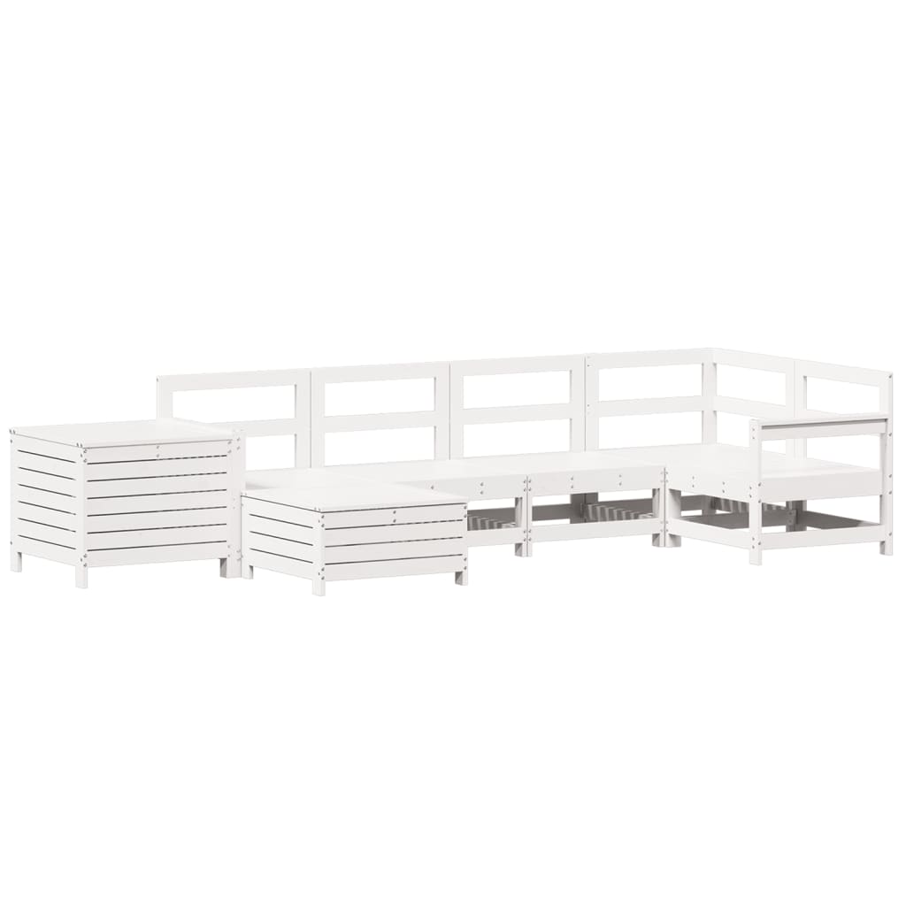 7-delige Loungeset massief grenenhout wit