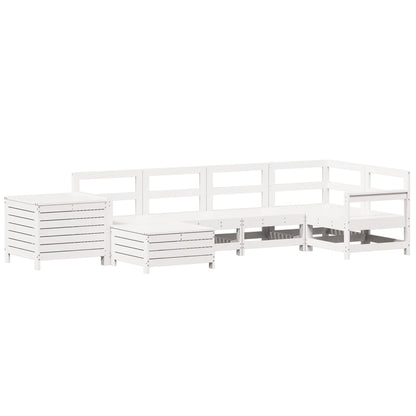7-delige Loungeset massief grenenhout wit