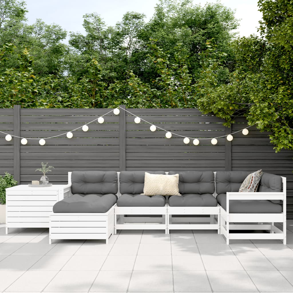 7-delige Loungeset massief grenenhout wit