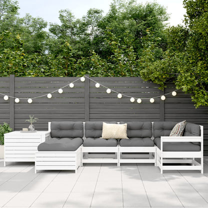 7-delige Loungeset massief grenenhout wit