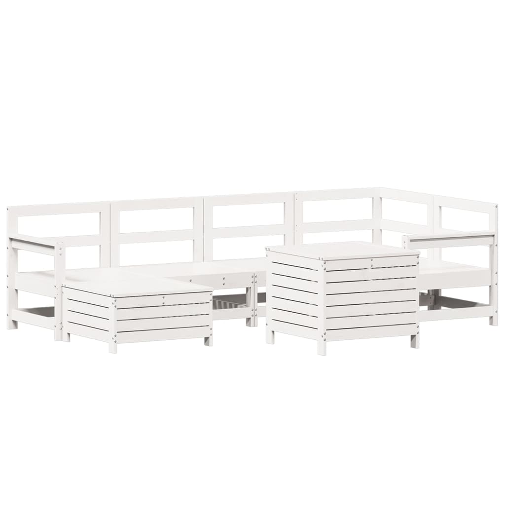 7-delige Loungeset massief grenenhout wit