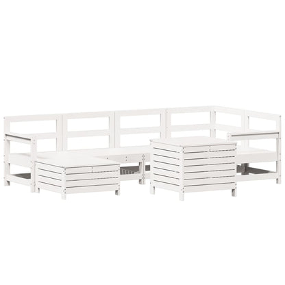 7-delige Loungeset massief grenenhout wit