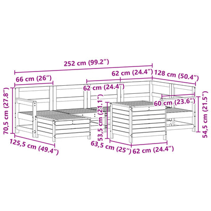 7-delige Loungeset massief grenenhout wit