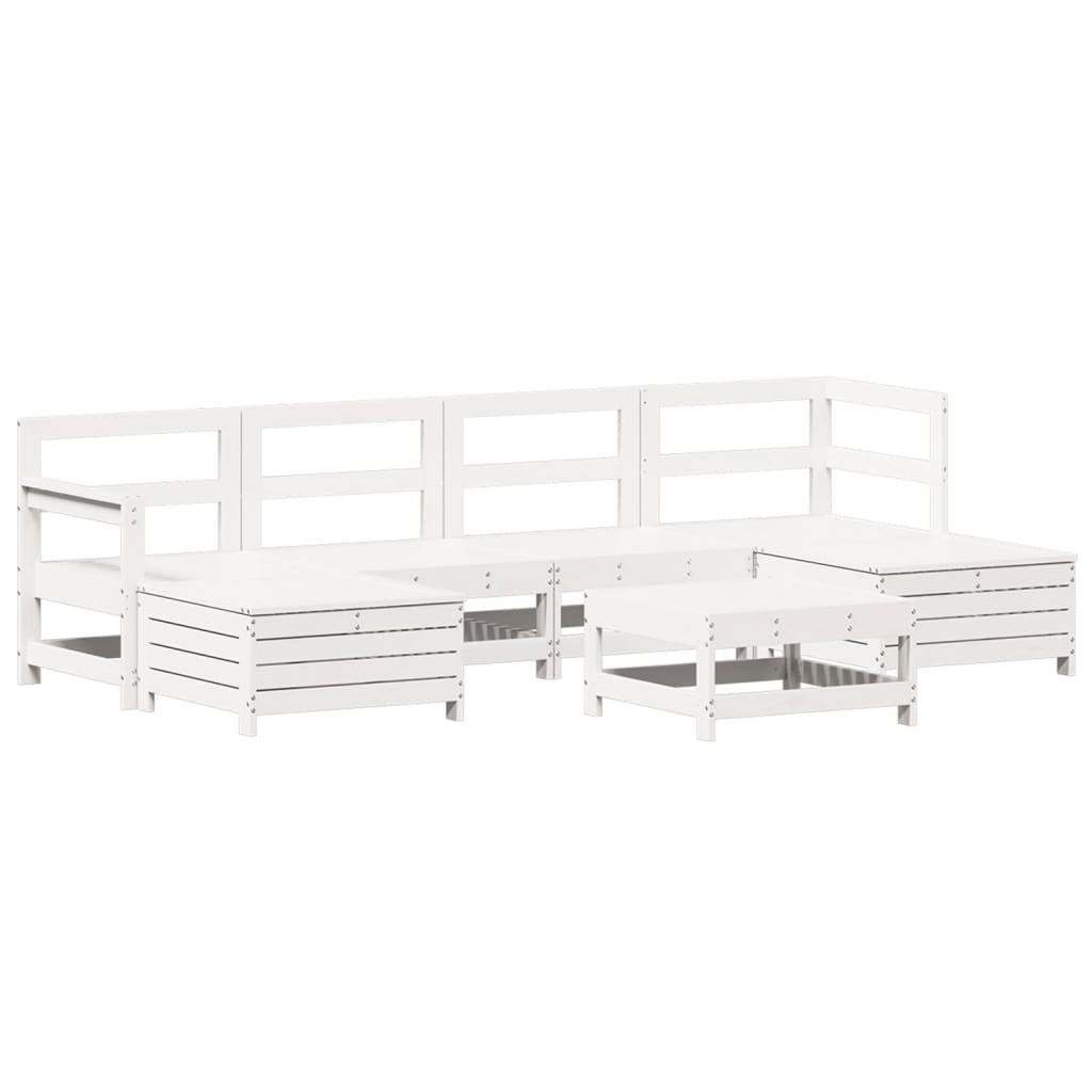 7-delige Loungeset massief grenenhout wit