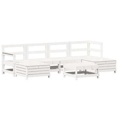7-delige Loungeset massief grenenhout wit