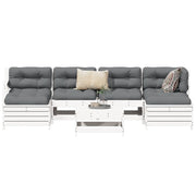 Loungeset 7-delig massief grenenhout wit