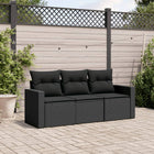 Loungeset 3-delig poly rattan zwart
