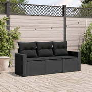 Loungeset 3-delig poly rattan zwart