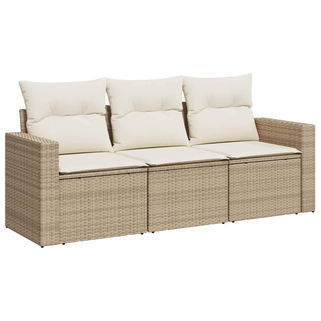 3-delige Loungeset met kussens poly rattan beige beige and cream Zonder tafel