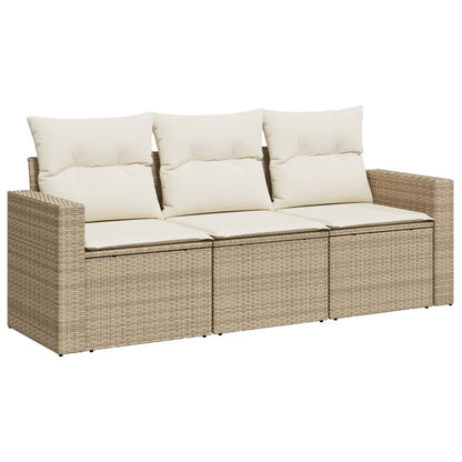 3-delige Loungeset met kussens poly rattan beige beige and cream Zonder tafel