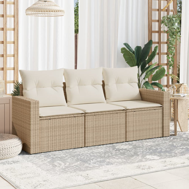 3-delige Loungeset met kussens poly rattan beige beige and cream Zonder tafel