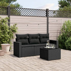 Loungeset poly rattan 4-delig zwart