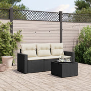 Loungeset 4-delig poly rattan zwart