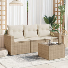 4-delige Loungeset met kussens poly rattan beige