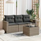 4-piece Lounge Set with cushions poly rattan grey