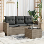 Loungeset 4-delig poly rattan grijs