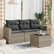 Loungeset 4-delig poly rattan lichtgrijs