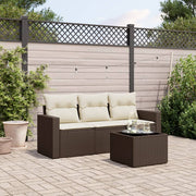 Loungeset 4-delig poly rattan bruin
