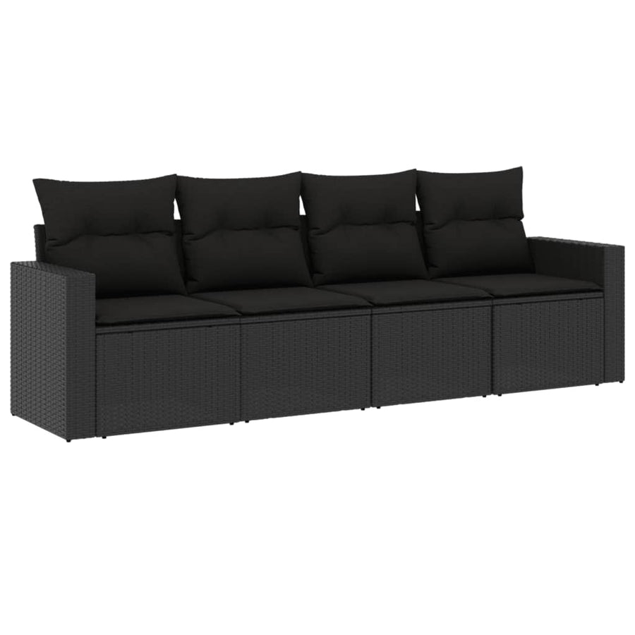 4-Delige Loungeset Met Kussens Poly Rattan Zwart