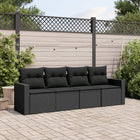Loungeset poly rattan 4-delig zwart
