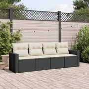 Loungeset 4-delig poly rattan zwart