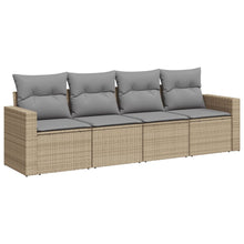 4-Delige Loungeset Met Kussens Poly Rattan Beige