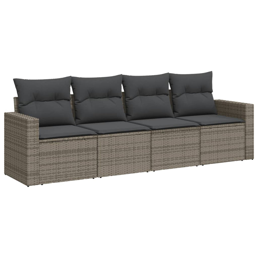 4-Delige Loungeset Met Kussens Poly Rattan Grijs
