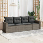4-piece Lounge Set with cushions poly rattan grey