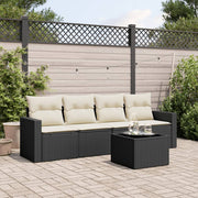 Loungeset 5-delig poly rattan zwart