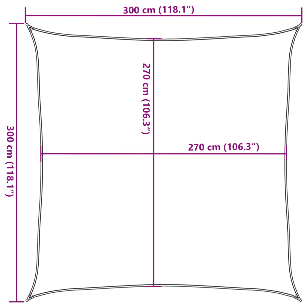 Zonnezeil 160 g/m² vierkant 3x3 m HDPE lichtgrijs