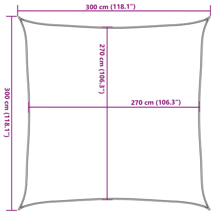 Zonnezeil 160 g/m² vierkant 3x3 m HDPE lichtgrijs