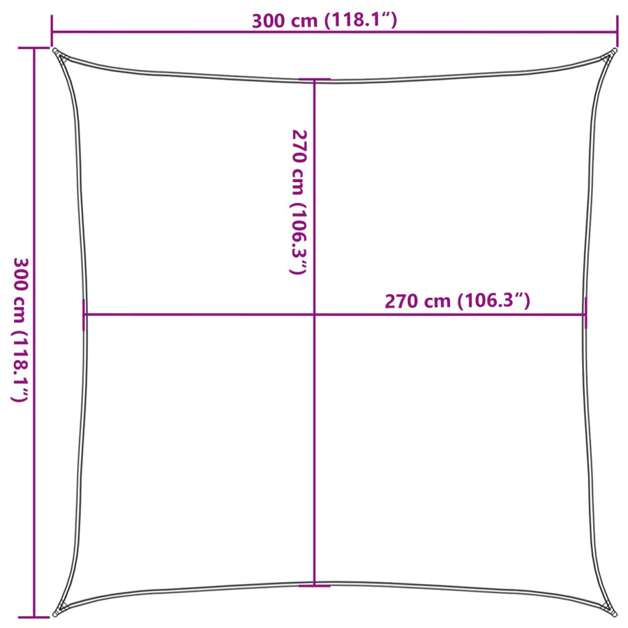 Zonnezeil 160 g/m² vierkant 3x3 m HDPE lichtgrijs