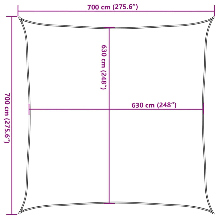 Zonnezeil 160 G/M² Vierkant Hdpe Lichtgrijs 7 x 7 m
