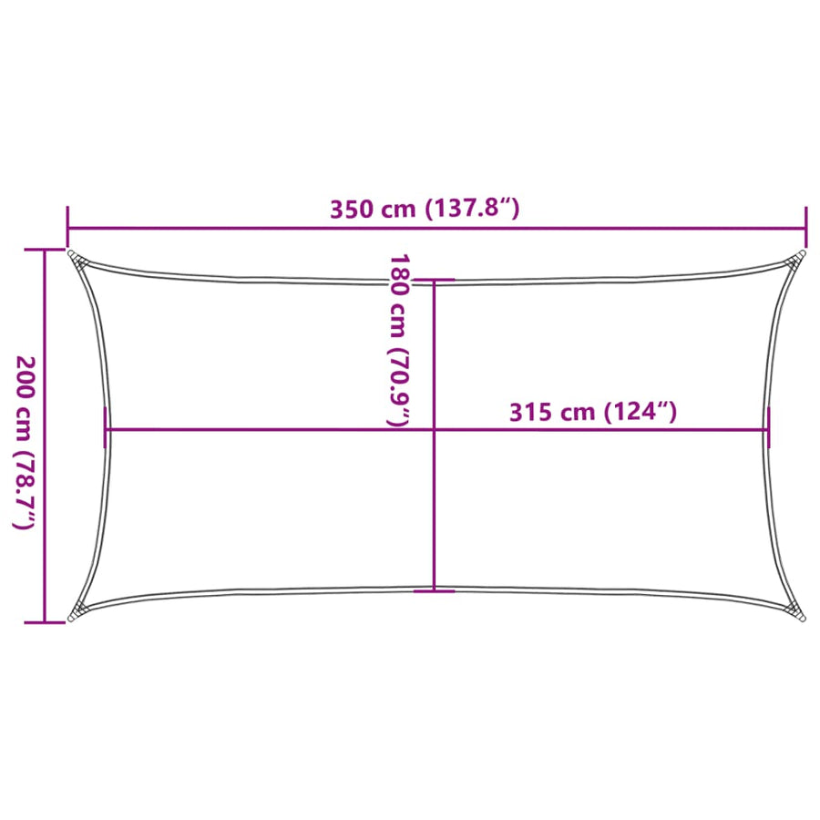 Zonnezeil Rechthoekig 160 G/M² 2X3,5 M Hdpe Lichtgrijs 2 x 3.5 m