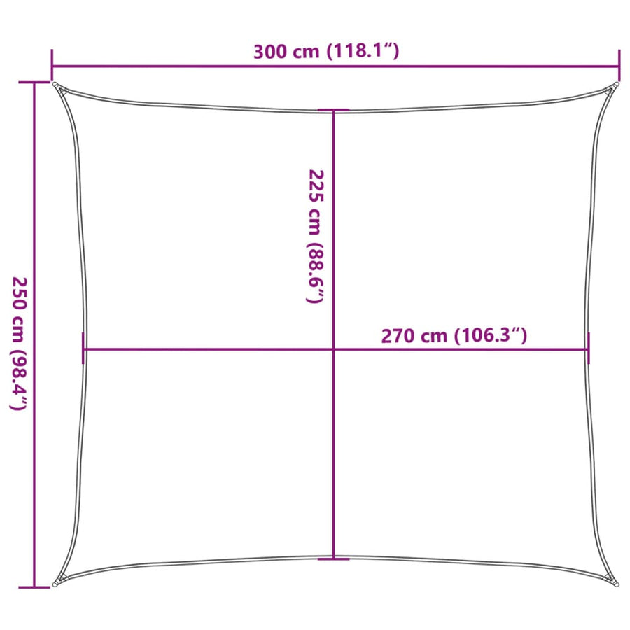 Zonnezeil 160 g/m² rechthoekig 2,5x3 m HDPE lichtgrijs