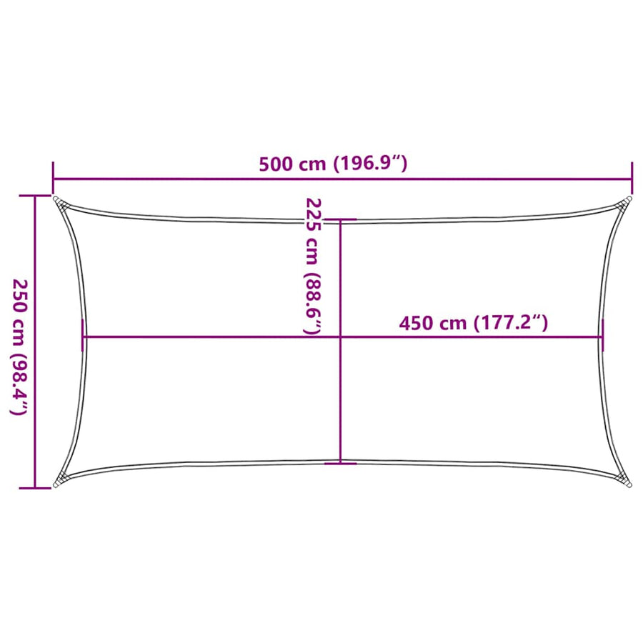 Zonnezeil Rechthoekig 160 G/M² 2,5X5 M Hdpe Lichtgrijs Lichtgrijs