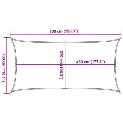 Zonnezeil 160 g/m² rechthoekig 3x5 m HDPE lichtgrijs