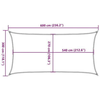 Zonnezeil 160 g/m² rechthoekig 3x6 m HDPE lichtgrijs